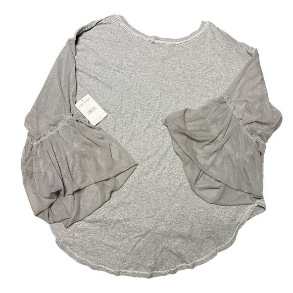 Free People Still Got It Grey Oversized Voluminous Sleeve Top size Large - Picture 5 of 8